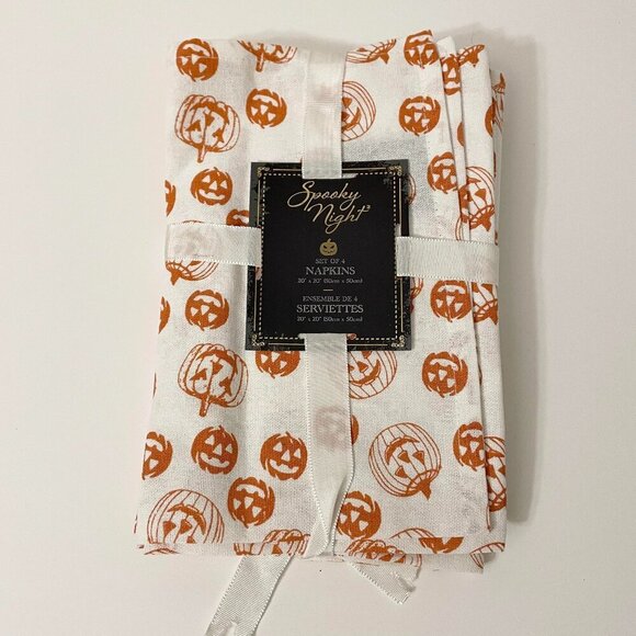 Spooky Night Set of 4 Napkins Halloween Pumpkins - Picture 1 of 10